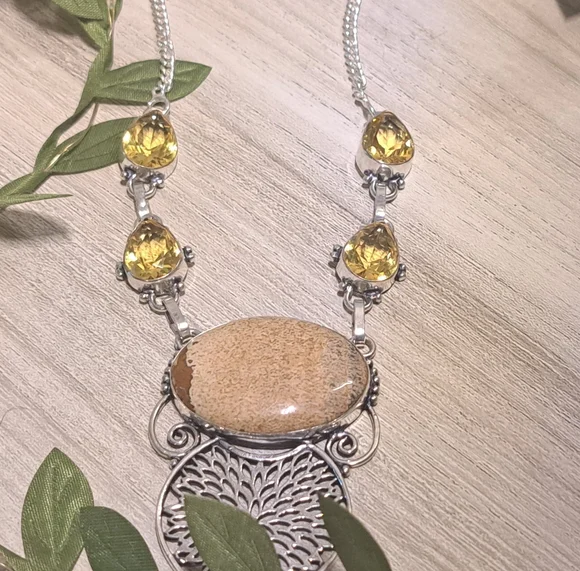 Natural Jasper Citrine Bohemian Necklace - Picture 3 of 5